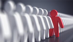 3D rendered illustration of standing out from the crowd