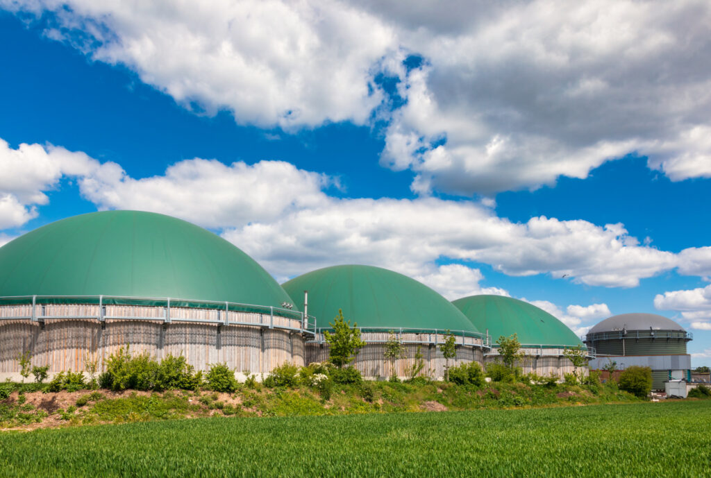 An anaerobic digestion plant creating modern biofuel from biomass