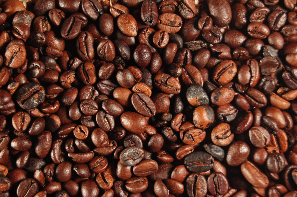 A close up of coffee beans